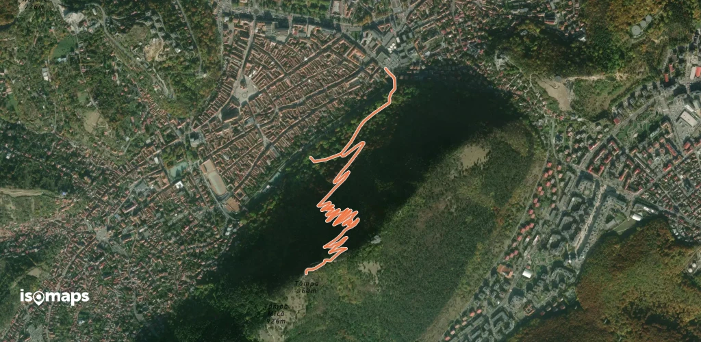 Brașov (centru) - Drumul Serpentinelor - Vf. Tâmpa