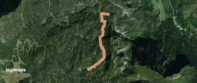 Reiteralm, rot markierte Pfadspur