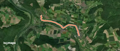 Gössenheim, blaues Ab auf Gelb