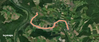 Gössenheim, blaues Ad auf Gelb