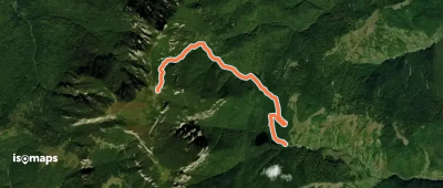 Cabana Izv. Muntelui – Stânca Dochiei – Cabana Dochia (blue triangle)