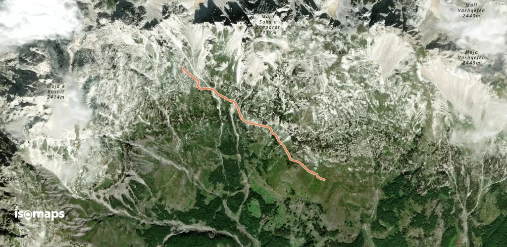 Theth-Curraj marked trail extension towards Maja e Boshit