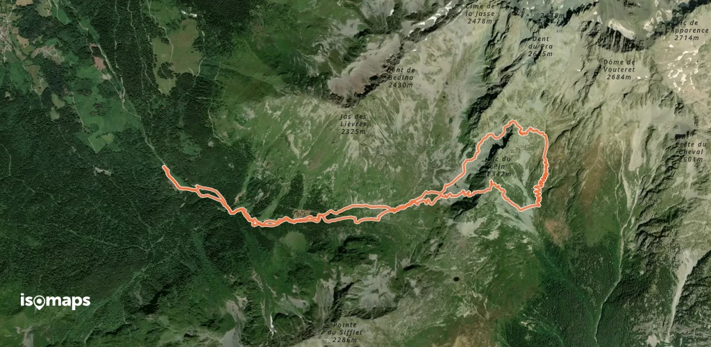 Pas du Pin, Couloir Est en traversée