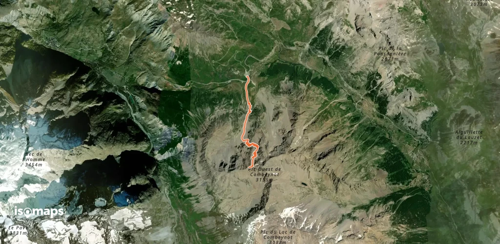 Pic Ouest du Combeynot, Face NE du Point 3072m