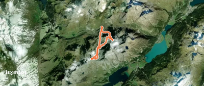 Piz da las Coluonnas, Par la combe sud du point 2802 m