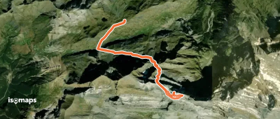 Casque du Marboré - Face S par la cheminée souterraine