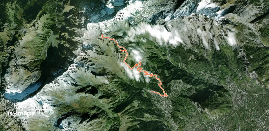 Pointe de Chemo - Versant SE, en traversée de la cabane Rambert à Ovronnaz