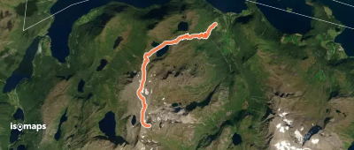 Matøskja - Depuis Høydal / Ovreberg, par le Grøndalsvatnet et l'Eggene
