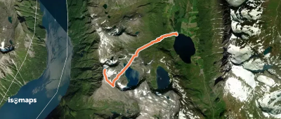 Tretindanibba - Versant W depuis l'Eidsvatnet, par l'Oaldsvatnet
