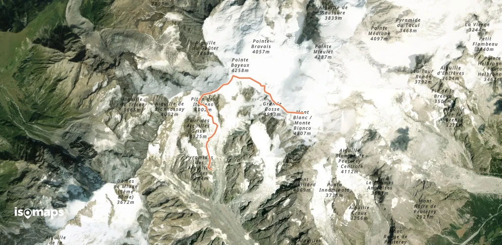 Mont Blanc - Voie des Aiguilles Grises - Voie du Pape (voie normale italienne)