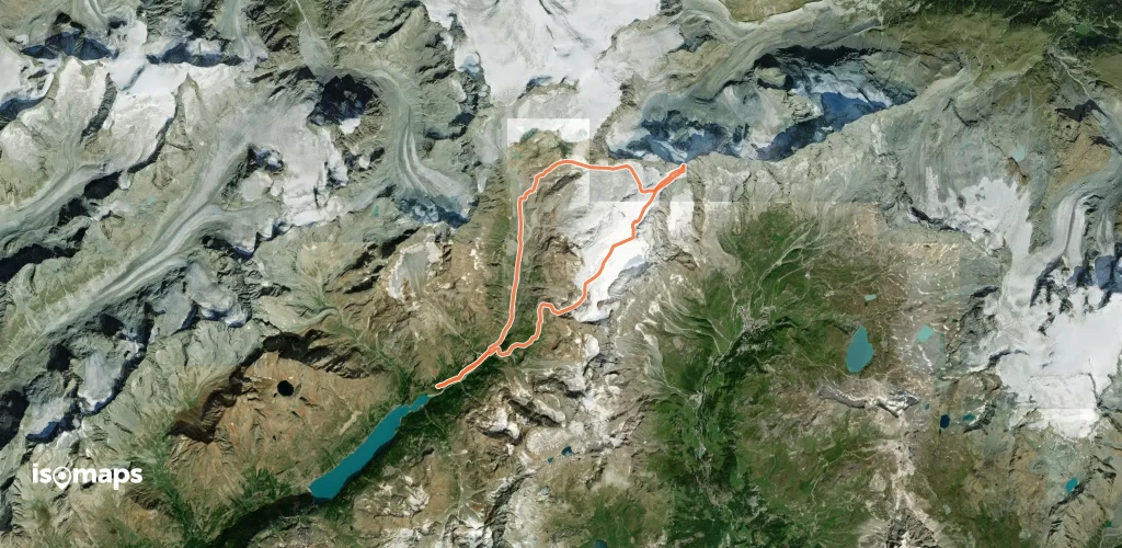 Dent d'Hérens - Épaule et traversée par le glacier des Grandes Murailles