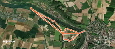 K3 Kurpark, Donaupromenade, Fußgängerbrücke, Schleuse BA und zurück