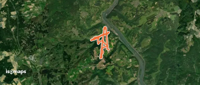 Wanderweg orange Verschlingung auf blau